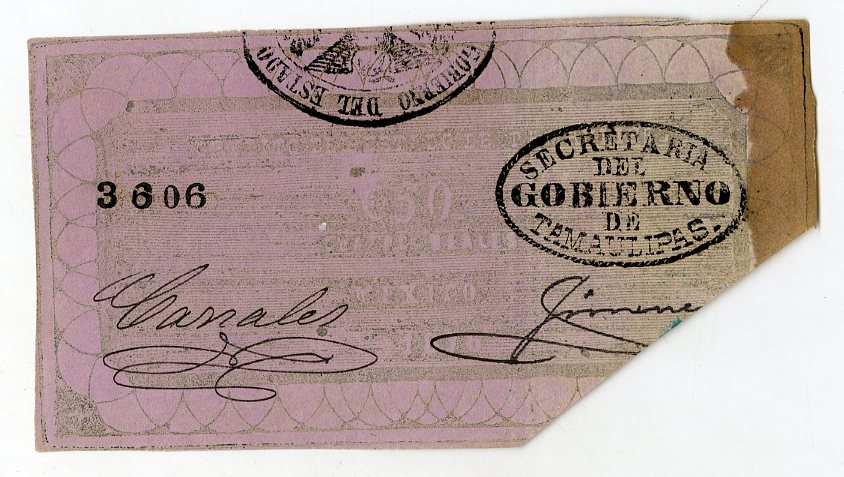 Mexico. Government of Tamaulipas, ND (1876). 50 Centavos, P-S428